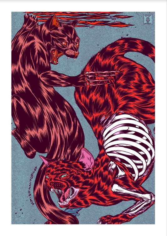 Cat Fight Giclee Print